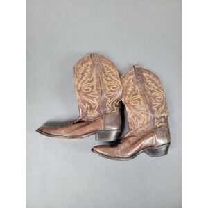 Vintage Justin Roper Boots Mens 10.5 D Brown Leather Cowboy Western Rodeo Mexico